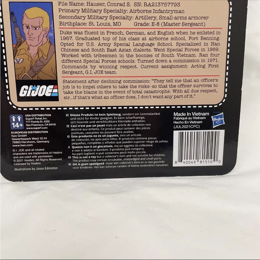 GI JOE Duke First Sergeant Super 7 3.75" INCH REACTION FIGURE NEW In Hand - Picture 3 of 7